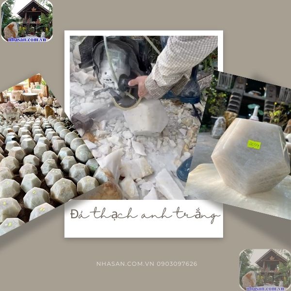 Đá 12 mặt được chế tác từ thạch anh trắng Việt Nam Đá 12 mặt được chế tác từ thạch anh trắng Việt Nam
