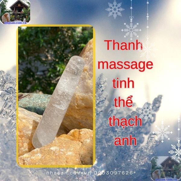 Thanh bấm huyệt massage bằng đá thạch anh trong suốt Thanh bấm huyệt massage bằng đá thạch anh trong suốt