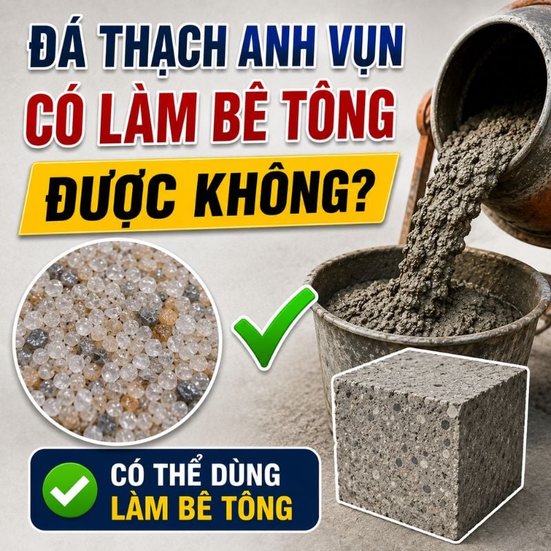 Năng lượng liên kết bề mặt của thạch anh với xi măng khá tốt, đảm bảo tạo ra khối bê tông có mác chịu lực cao Năng lượng liên kết bề mặt của thạch anh với xi măng khá tốt, đảm bảo tạo ra khối bê tông có mác chịu lực cao