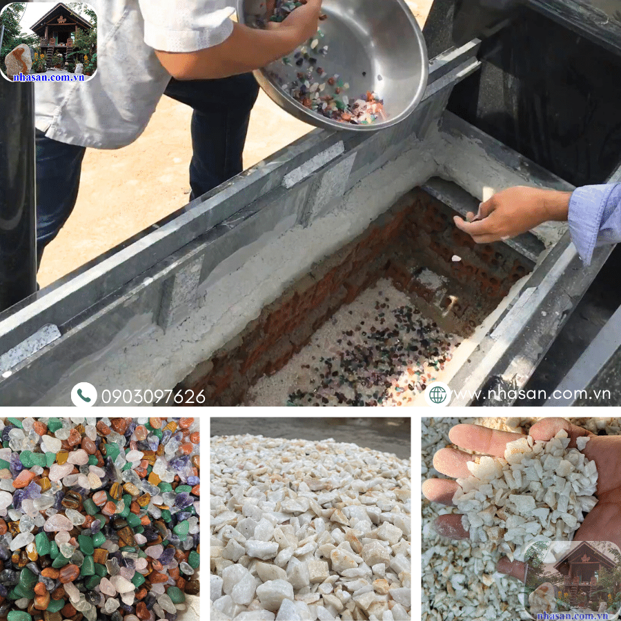 Đá thạch anh vụn được sử dụng để rải mộ phần Đá thạch anh vụn được sử dụng để rải mộ phần