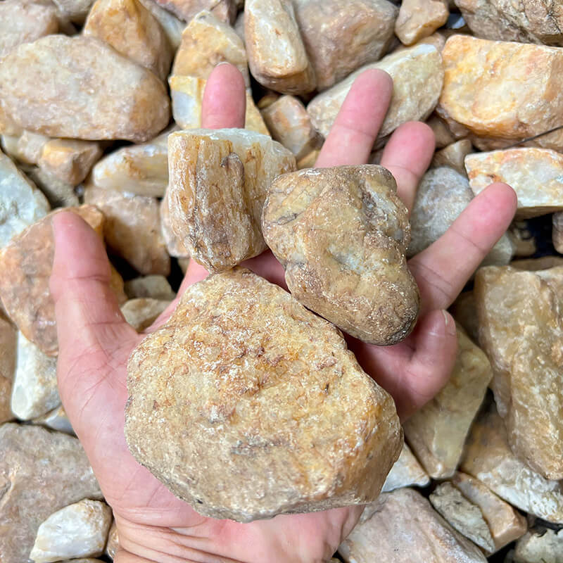 Đá thạch anh vụn trắng hơi phèn 4x6 dải móng nhà nền nhà