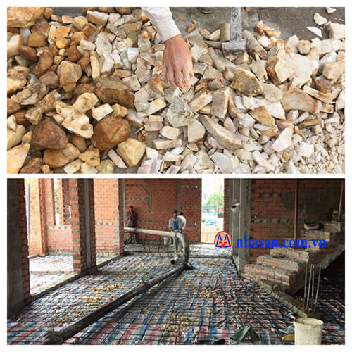 Hình ảnh thực tế chủ nhà rải đá thạch anh