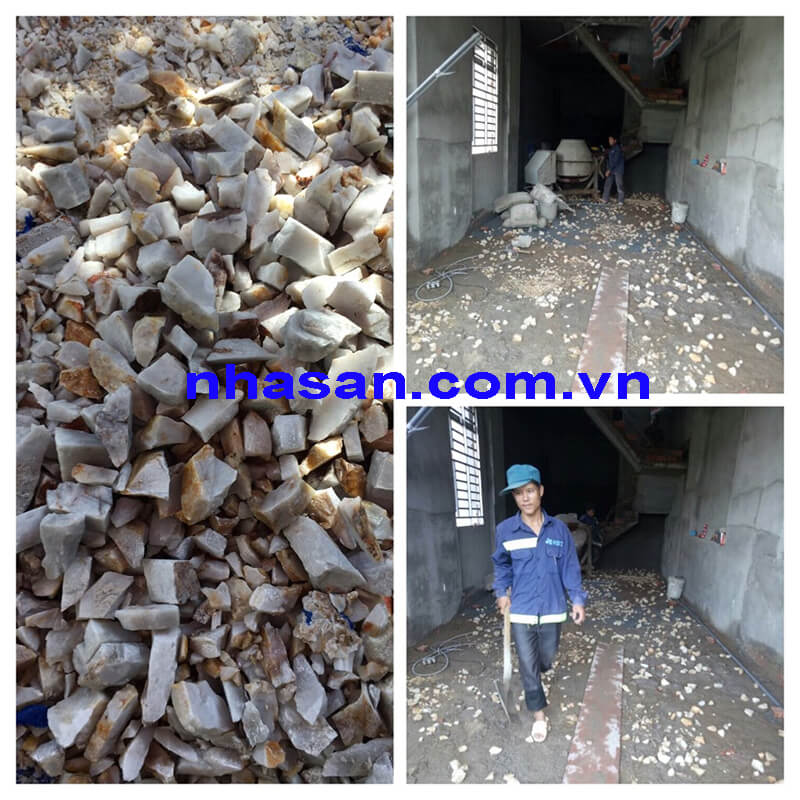 Hình ảnh thực tế chủ nhà rải đá thạch anh