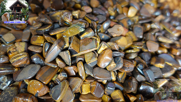 Đá mắt hổ vàng nâu vụn đánh bóng Đá mắt hổ vàng nâu vụn đánh bóng