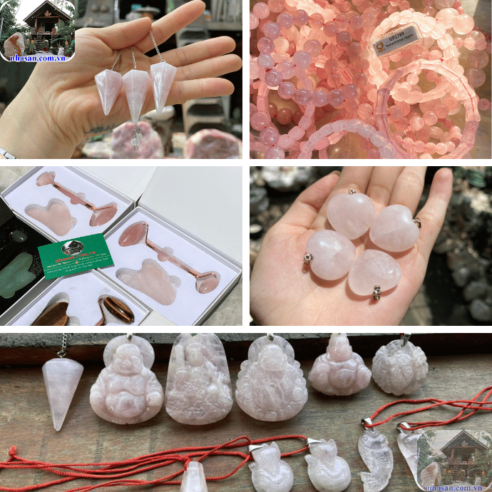 Trang sức được chế tác từ đá thạch anh hồng Trang sức được chế tác từ đá thạch anh hồng