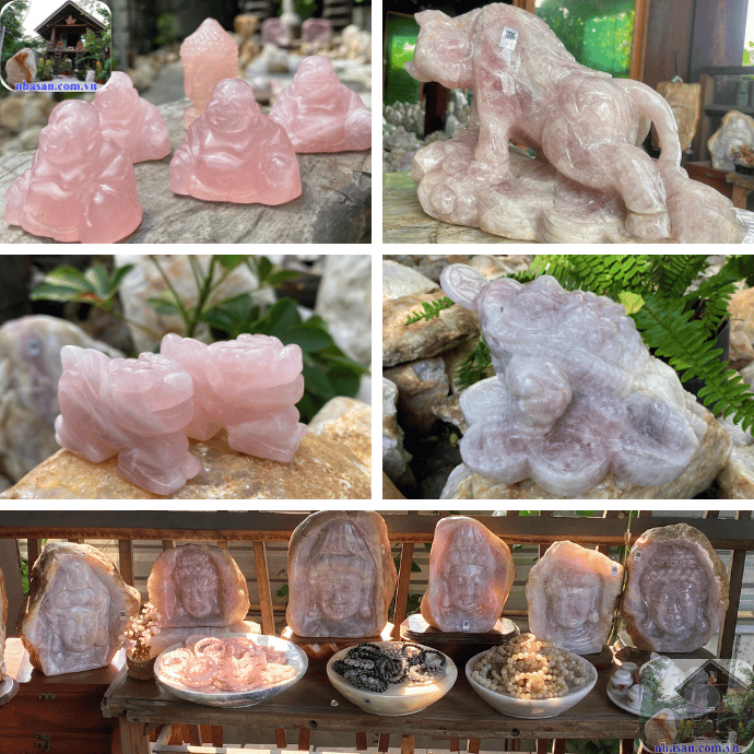 Các vật phẩm phong thủy được chế tác bằng đá thạch anh hồng Các vật phẩm phong thủy được chế tác bằng đá thạch anh hồng