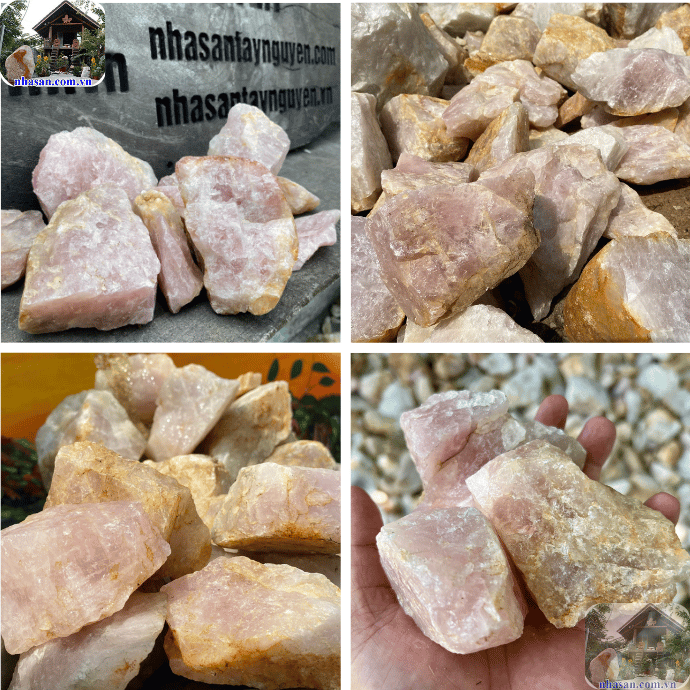 Đá thạch anh hồng thô kích thước 4x6cm Đá thạch anh hồng thô kích thước 4x6cm