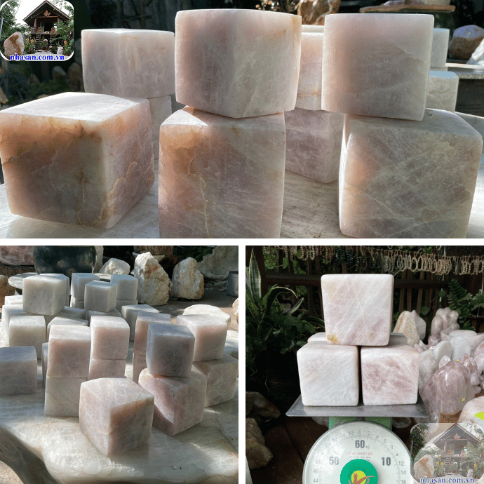 Đá thạch anh hồng vuông được sử dụng chôn nền móng Đá thạch anh hồng vuông được sử dụng chôn nền móng