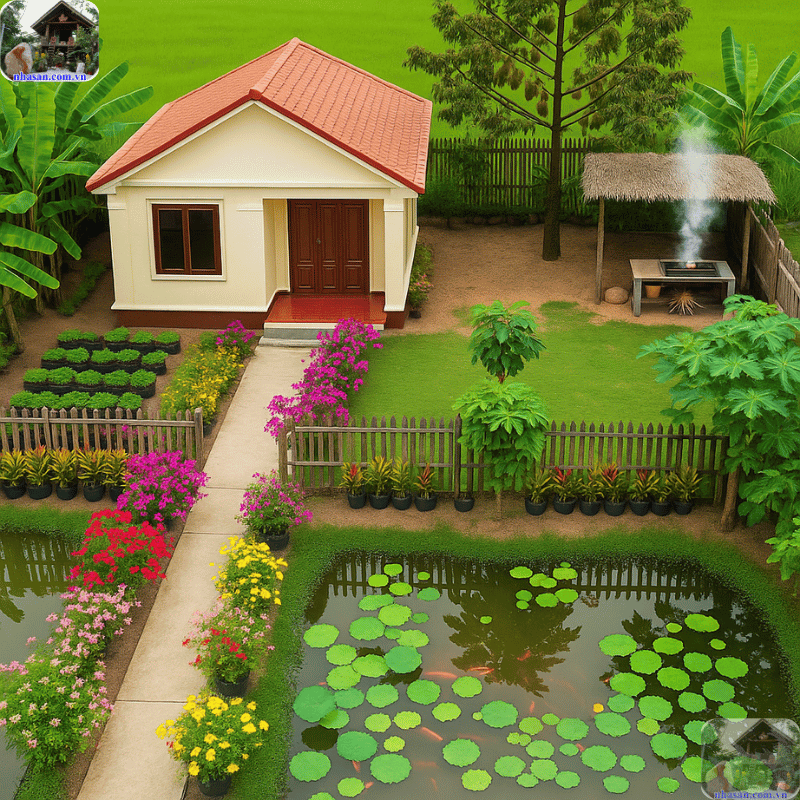 Lý tưởng nhất là có hồ nước, tiểu cảnh ở phía trước nhà, nơi tài lộc có thể tụ lại  Lý tưởng nhất là có hồ nước, tiểu cảnh ở phía trước nhà, nơi tài lộc có thể tụ lại