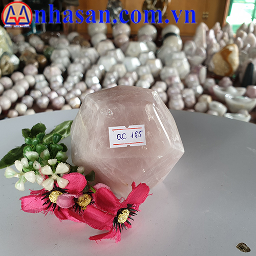 Quả Cầu Đá Thạch Anh Hồng 12 Mặt QC-185 Quả Cầu Đá Thạch Anh Hồng 12 Mặt QC-185