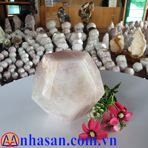 Quả Cầu Đá Thạch Anh Hồng 12 Mặt QC-263.1 Quả Cầu Đá Thạch Anh Hồng 12 Mặt QC-263.1