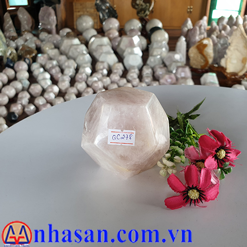 Quả Cầu Đá Thạch Anh Hồng 12 Mặt QC-278 Quả Cầu Đá Thạch Anh Hồng 12 Mặt QC-278
