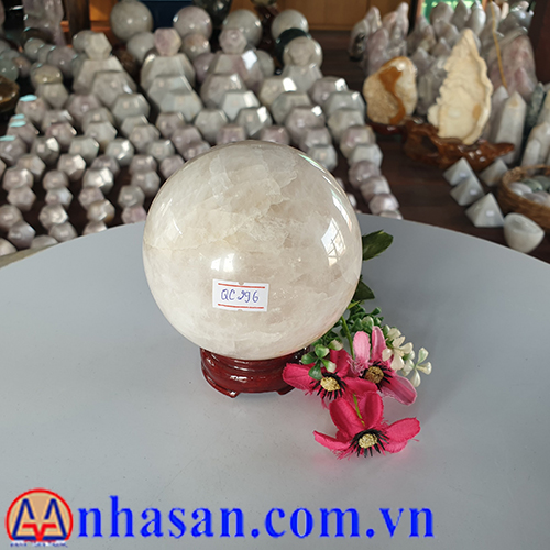 Quả Cầu Đá Thạch Anh Hồng QC-296 Quả Cầu Đá Thạch Anh Hồng QC-296