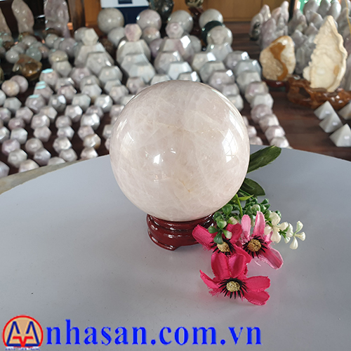 Quả Cầu Đá Thạch Anh Hồng QC-300.1 Quả Cầu Đá Thạch Anh Hồng QC-300.1