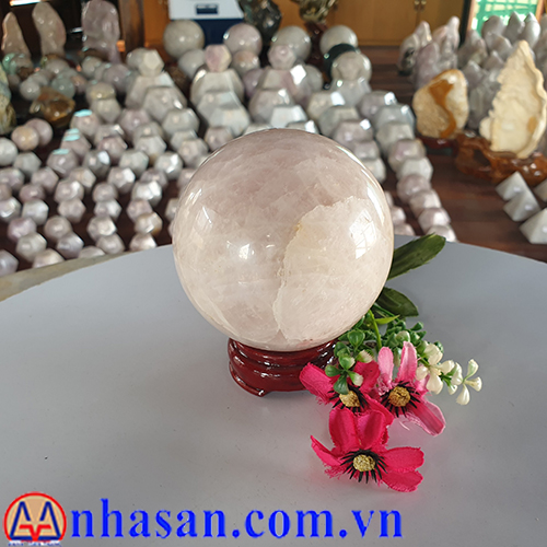 Quả Cầu Đá Thạch Anh Hồng QC-300.2 Quả Cầu Đá Thạch Anh Hồng QC-300.2