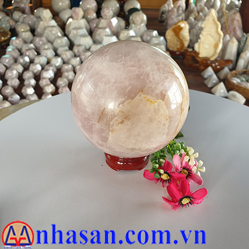 Quả Cầu Đá Thạch Anh Hồng QC-304.1 Quả Cầu Đá Thạch Anh Hồng QC-304.1