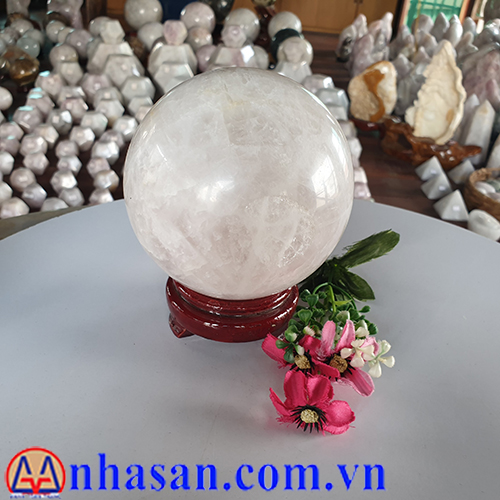 Quả Cầu Đá Thạch Anh Hồng QC-306.1 Quả Cầu Đá Thạch Anh Hồng QC-306.1