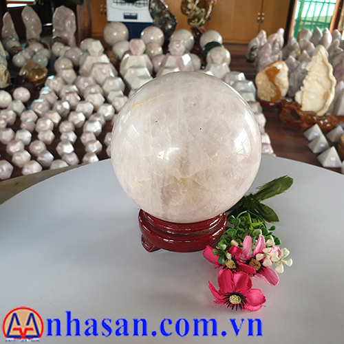 Quả Cầu Đá Thạch Anh Hồng QC-306.2 Quả Cầu Đá Thạch Anh Hồng QC-306.2
