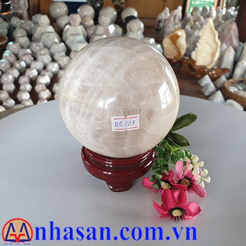 Quả Cầu Đá Thạch Anh Hồng QC-307 Quả Cầu Đá Thạch Anh Hồng QC-307