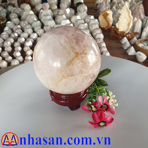 Quả Cầu Đá Thạch Anh Hồng QC-308.2 Quả Cầu Đá Thạch Anh Hồng QC-308.2