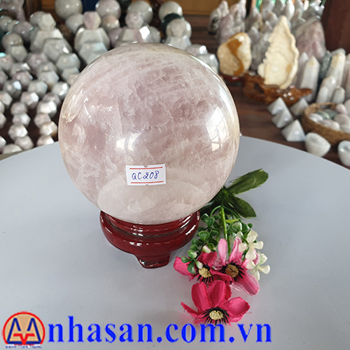 Quả Cầu Đá Thạch Anh Hồng QC-308 Quả Cầu Đá Thạch Anh Hồng QC-308