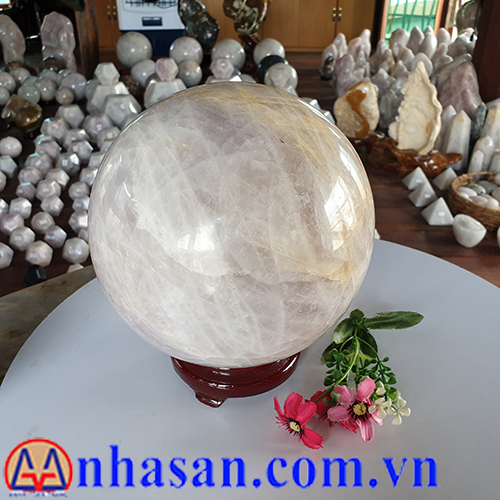 Quả Cầu Đá Thạch Anh Hồng QC-322.1 Quả Cầu Đá Thạch Anh Hồng QC-322.1