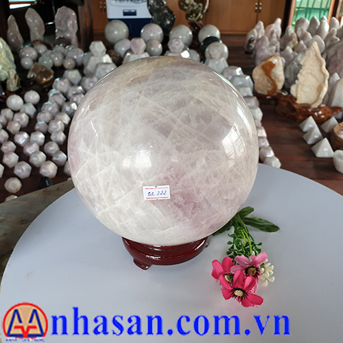 Quả Cầu Đá Thạch Anh Hồng QC-322 Quả Cầu Đá Thạch Anh Hồng QC-322