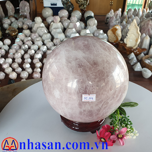 Quả Cầu Đá Thạch Anh Hồng QC-324 Quả Cầu Đá Thạch Anh Hồng QC-324