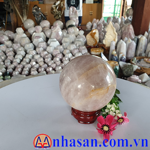 Quả Cầu Đá Thạch Anh Hồng QC-364.2 Quả Cầu Đá Thạch Anh Hồng QC-364.2