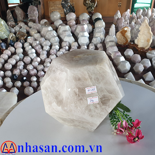 Quả Cầu Đá Thạch Anh Trắng Hồng 12 Mặt QC-248 Quả Cầu Đá Thạch Anh Trắng Hồng 12 Mặt QC-248