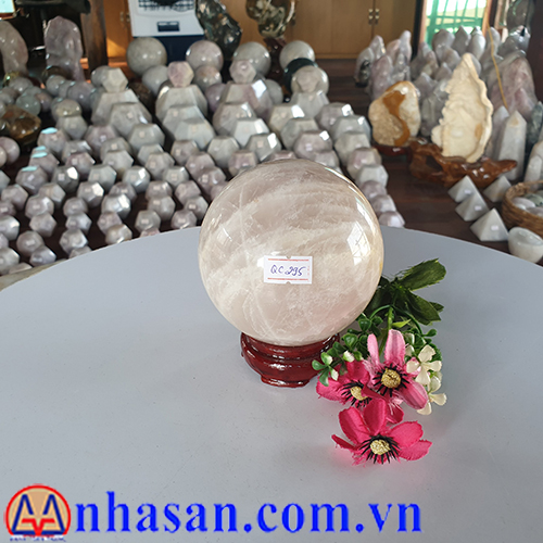 Quả Cầu Đá Thạch Anh Hồng QC-295 Quả Cầu Đá Thạch Anh Hồng QC-295