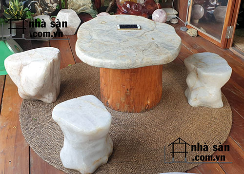 Bàn Đá Thạch Anh Tự Nhiên Nguyên Khối Bàn Đá Thạch Anh Tự Nhiên Nguyên Khối