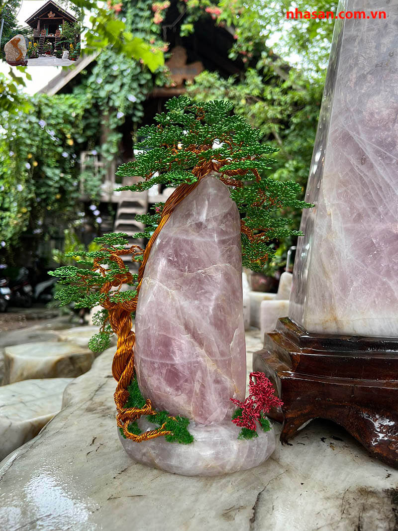 Bonsai Dây Đồng Đá Thạch Anh Hồng