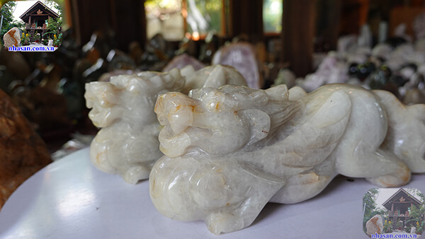 Cặp kỳ lân đá thạch anh trắng Cặp kỳ lân đá thạch anh trắng