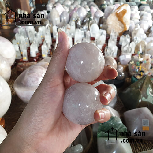 Cặp Bi Lăn Tay Đá Thạch Anh Hồng Cặp Bi Lăn Tay Đá Thạch Anh Hồng