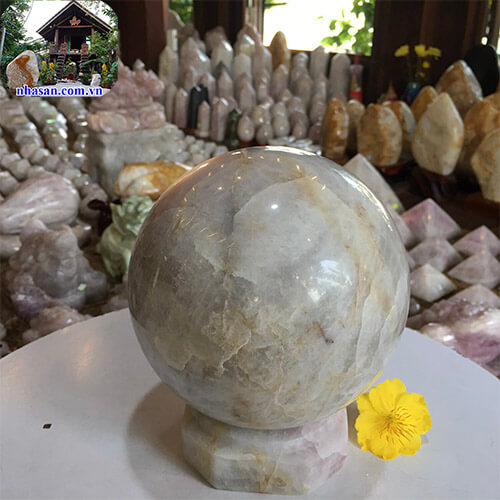 Cầu phong thủy đá thạch anh hồng tự nhiên QC757-3 Cầu phong thủy đá thạch anh hồng tự nhiên QC757-3