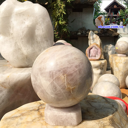 Cầu phong thủy đá thạch anh hồng tự nhiên QC770-2 Cầu phong thủy đá thạch anh hồng tự nhiên QC770-2