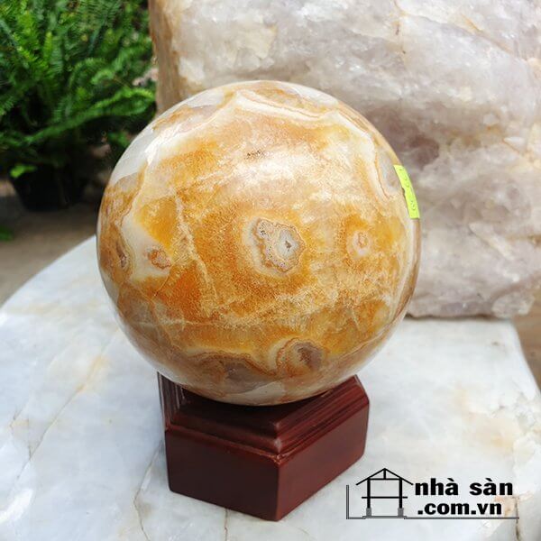 Cầu Tròn Đá Thạch Anh Bông Vàng Tự Nhiên Cầu Tròn Đá Thạch Anh Bông Vàng Tự Nhiên