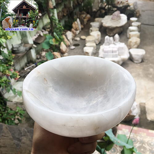 Chén bát đá thạch anh trắng tự nhiên  Chén bát đá thạch anh trắng tự nhiên