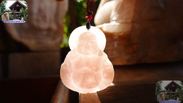 Mặt Phật Di Lạc thạch anh hồng Mặt Phật Di Lạc thạch anh hồng