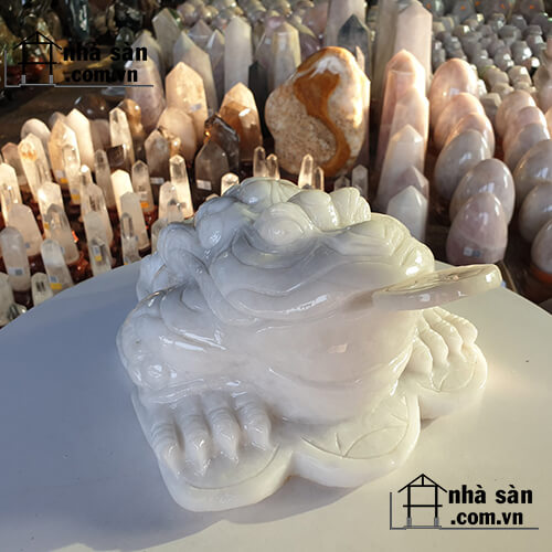 Cóc Đá Thạch Anh Trắng Nguyên Khối