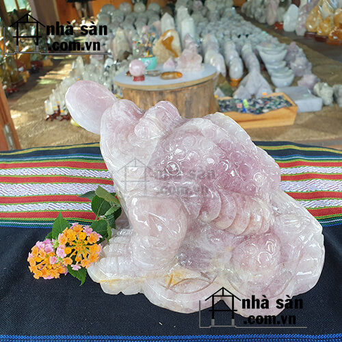 Cóc Thiềm Thừ Đá Nguyên Khối Thạch Anh Hồng