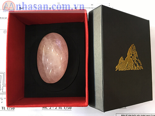 Cục chặn giấy đá thạch anh hồng