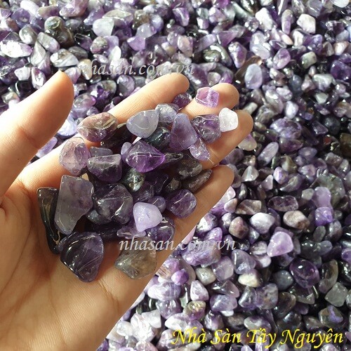 Đá Thạch Anh Vụn Tím Đánh Bóng Phong Thủy