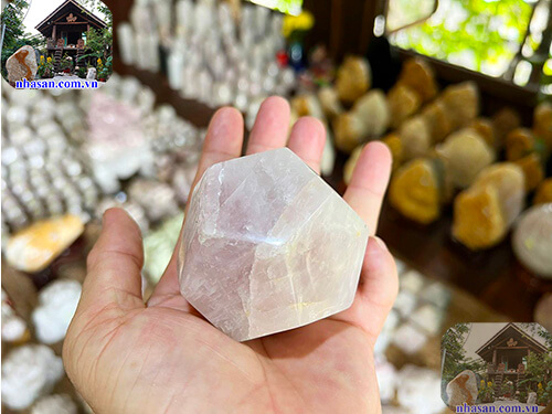 Đá 12 mặt thạch anh hồng phong thủy Đá 12 mặt thạch anh hồng phong thủy