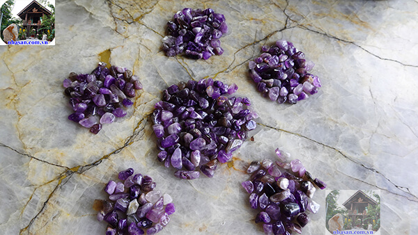 Đá thạch anh vụn tím đánh bóng