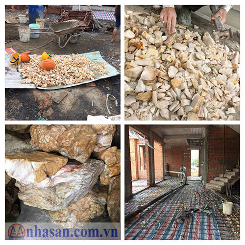 Đá thạch anh vụn rải nền nhà