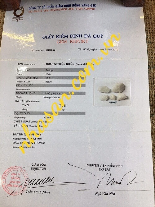 Giấy Kiểm Định Đá Thạch Anh Vụn Giấy Kiểm Định Đá Thạch Anh Vụn