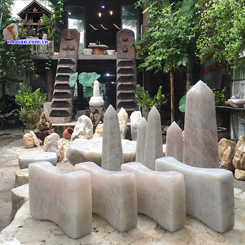 Gối đá thạch anh hồng tự nhiên Gối đá thạch anh hồng tự nhiên