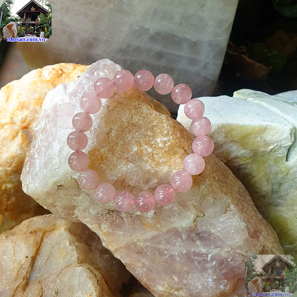 Vòng tay đá thạch anh hồng phong thủy Vòng tay đá thạch anh hồng phong thủy